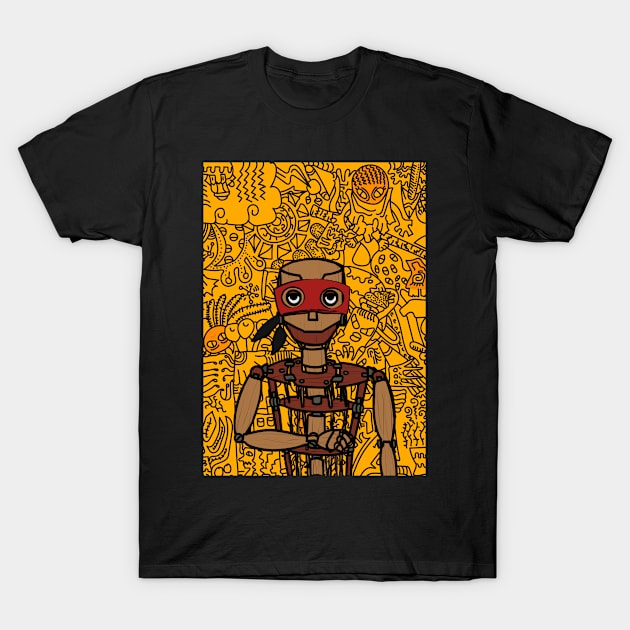 Unique Digital Collectible - Character with PuppetMask, Eye Color, and Painted Skin on TeePublic T-Shirt by Hashed Art